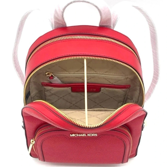 Michael Kors Jaycee Medium Backpack Red/Gold (NWT) - Picture 5 of 7